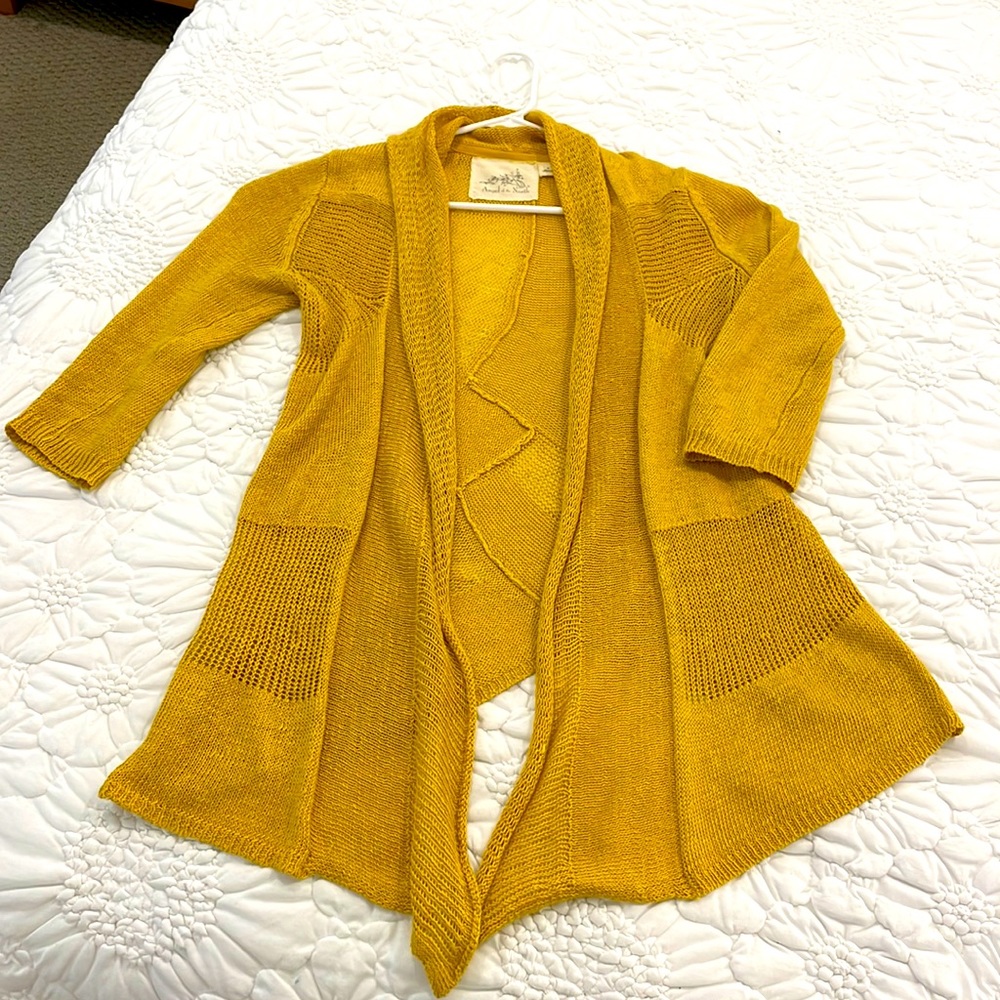 Mustard color open cardigan. From Anthropologie. Size S.